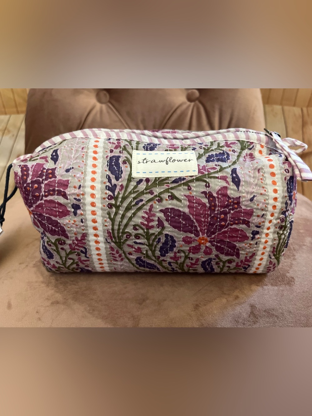 Strawflower Ariella Heritage Quilted Block Cosmetic Pouch - Picture 4 of 15